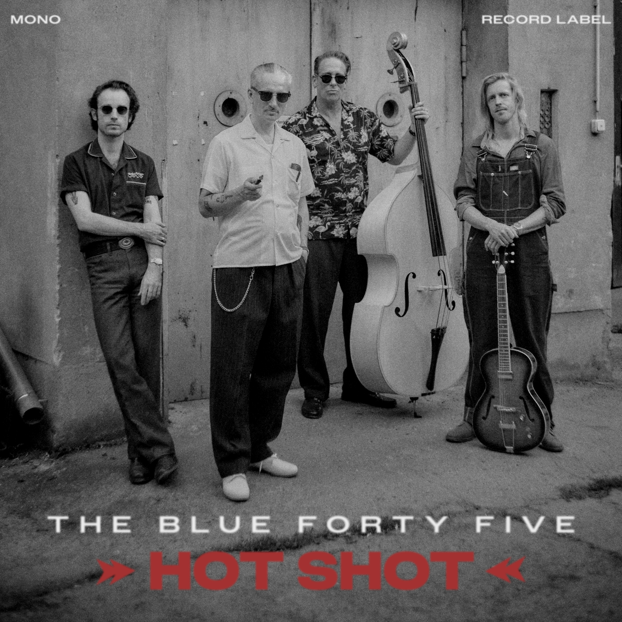 The Blue Forty Five band on the Hot Shot single artwork